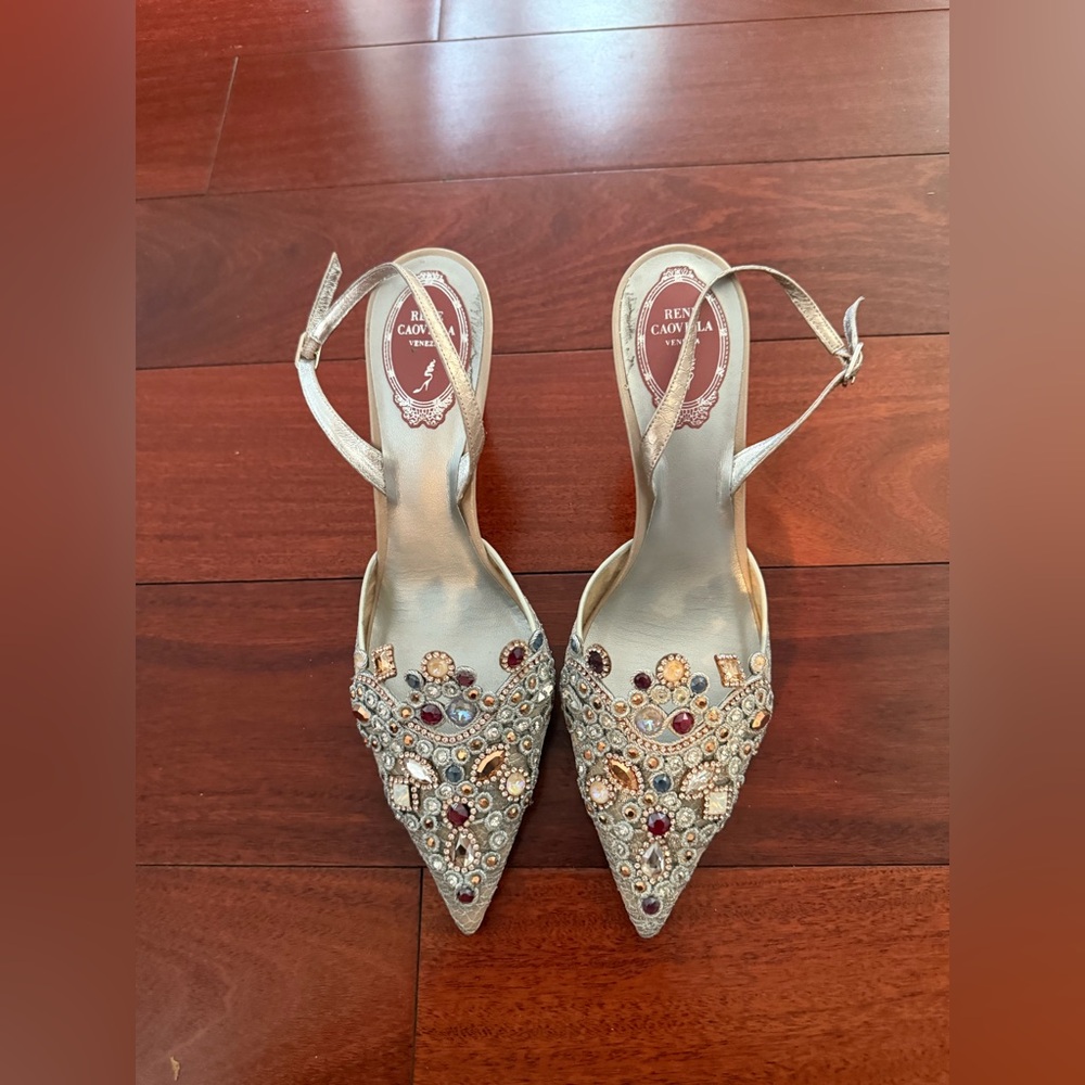 JEWEL SLINGBACKS IN LACE VENEZIANAN 75 - Picture 4 of 7